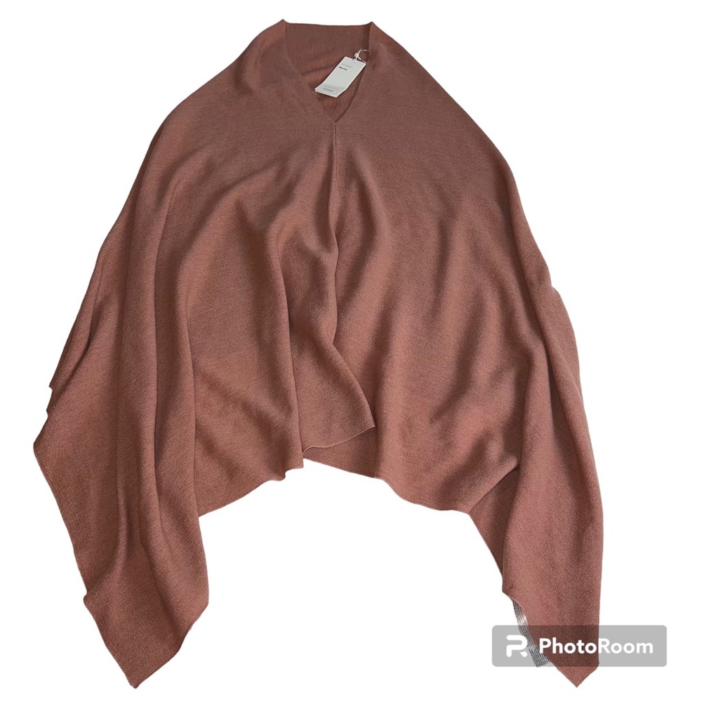 EILEEN FISHER Signature Merino Wool Asymmetrical Poncho Powder Pink One Size New